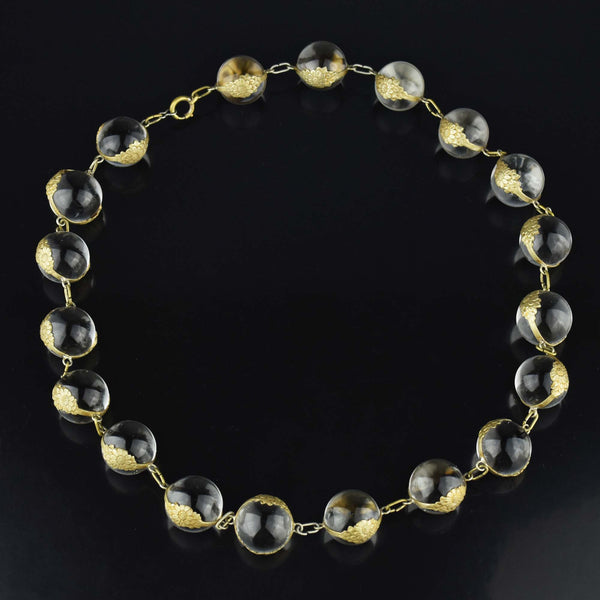Art Deco Rock Crystal and Diamond Pendant Necklace